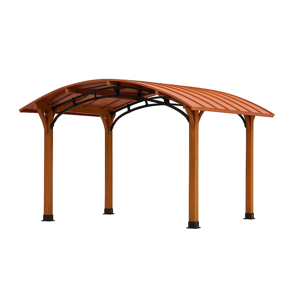Abri voiture en bois et polycarbonate marron - 2026