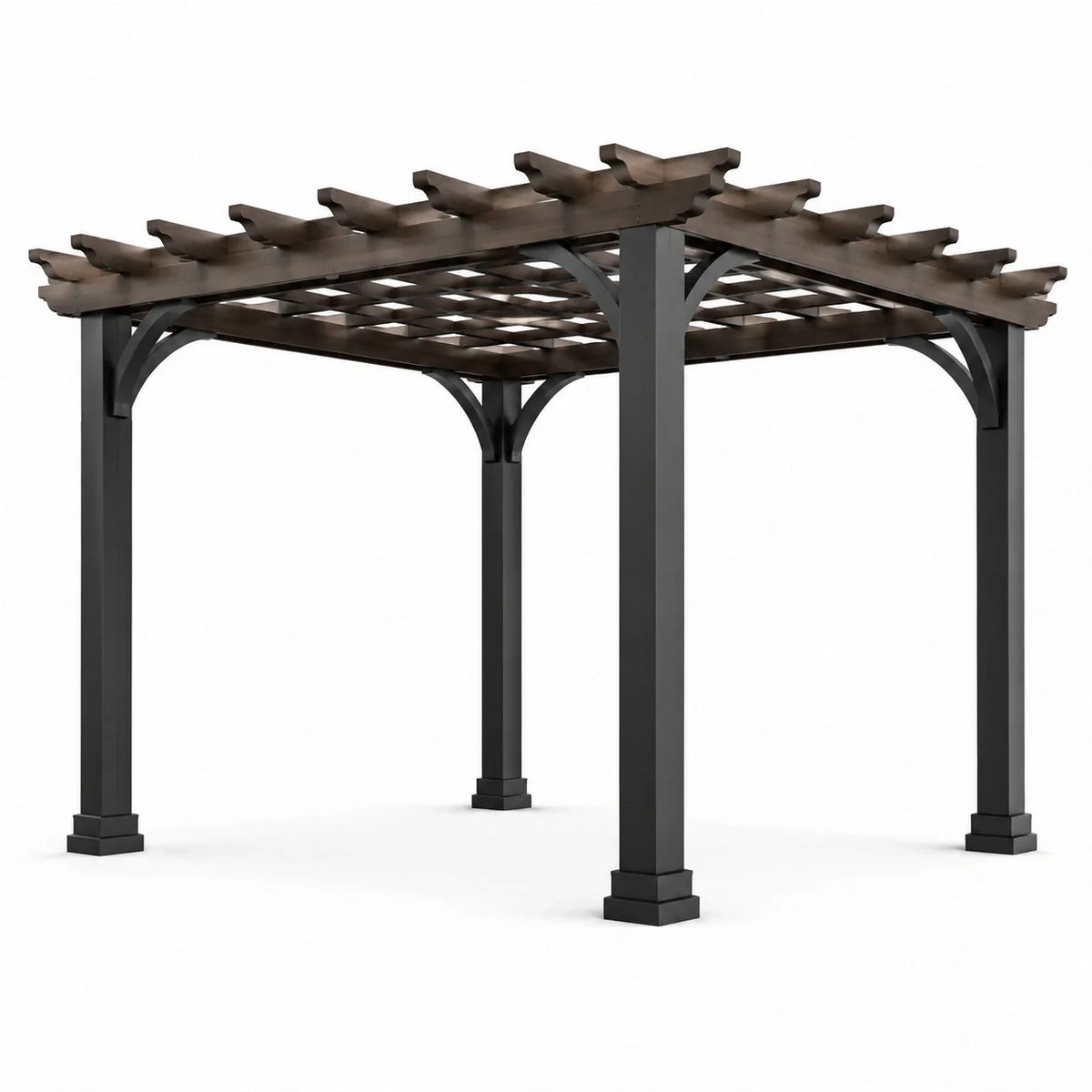 Pergola en aluminium et bois composite marron 300x300 cm - 2026
