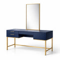 Coiffeuse en bois avec miroir et cadre en métal doré 150x50x140 cm - 2026