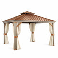 Pavillon en métal avec toit en acier et rideaux en polyester - 2026