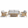 Ensemble de salon en bois d'acacia avec coussins en polyester gris - 2026