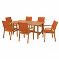 Ensemble table et chaises de terrasse extérieur en bois et tissu orange - 2026