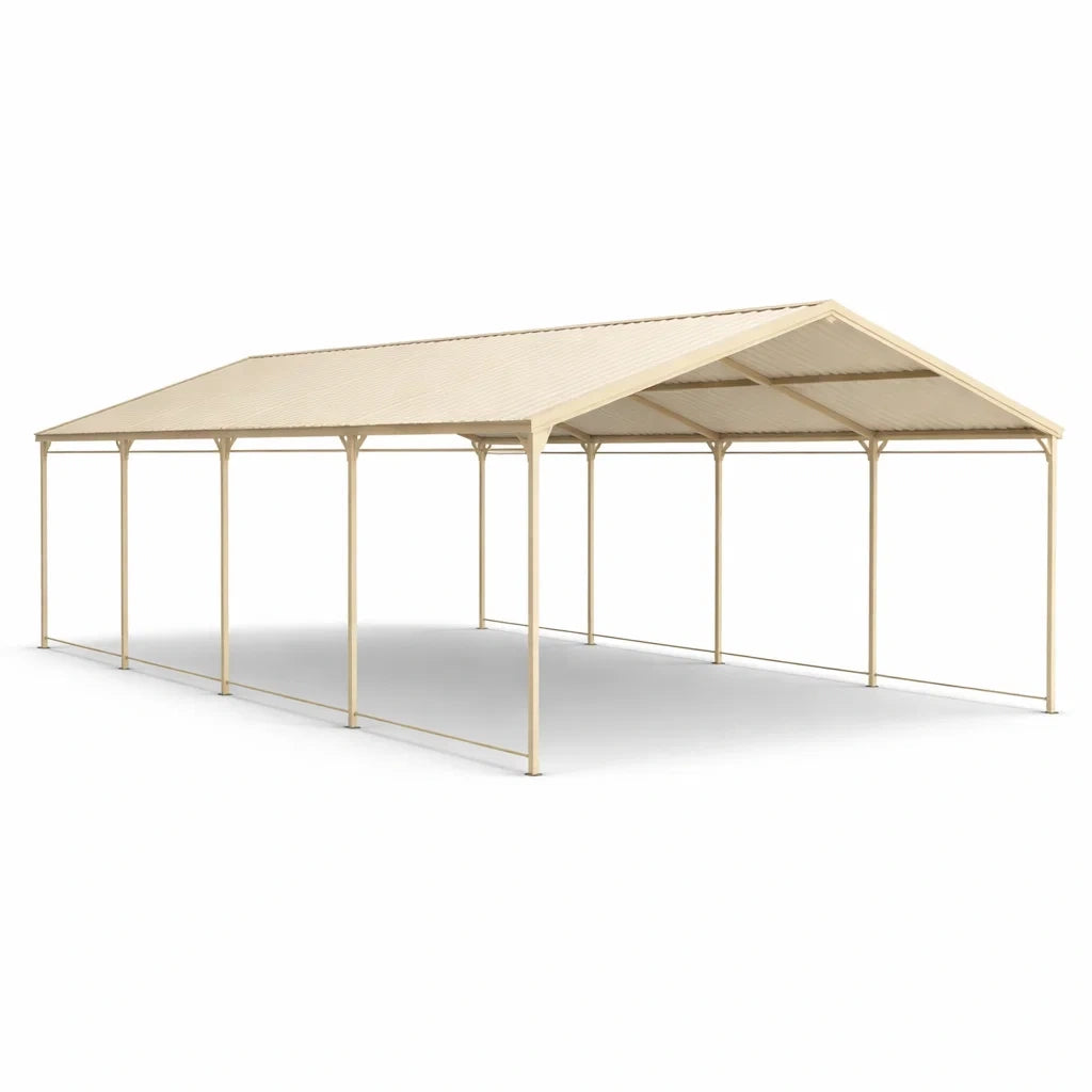 Abri de voiture en acier galvanisé beige 6x3x2.6 m - 2026