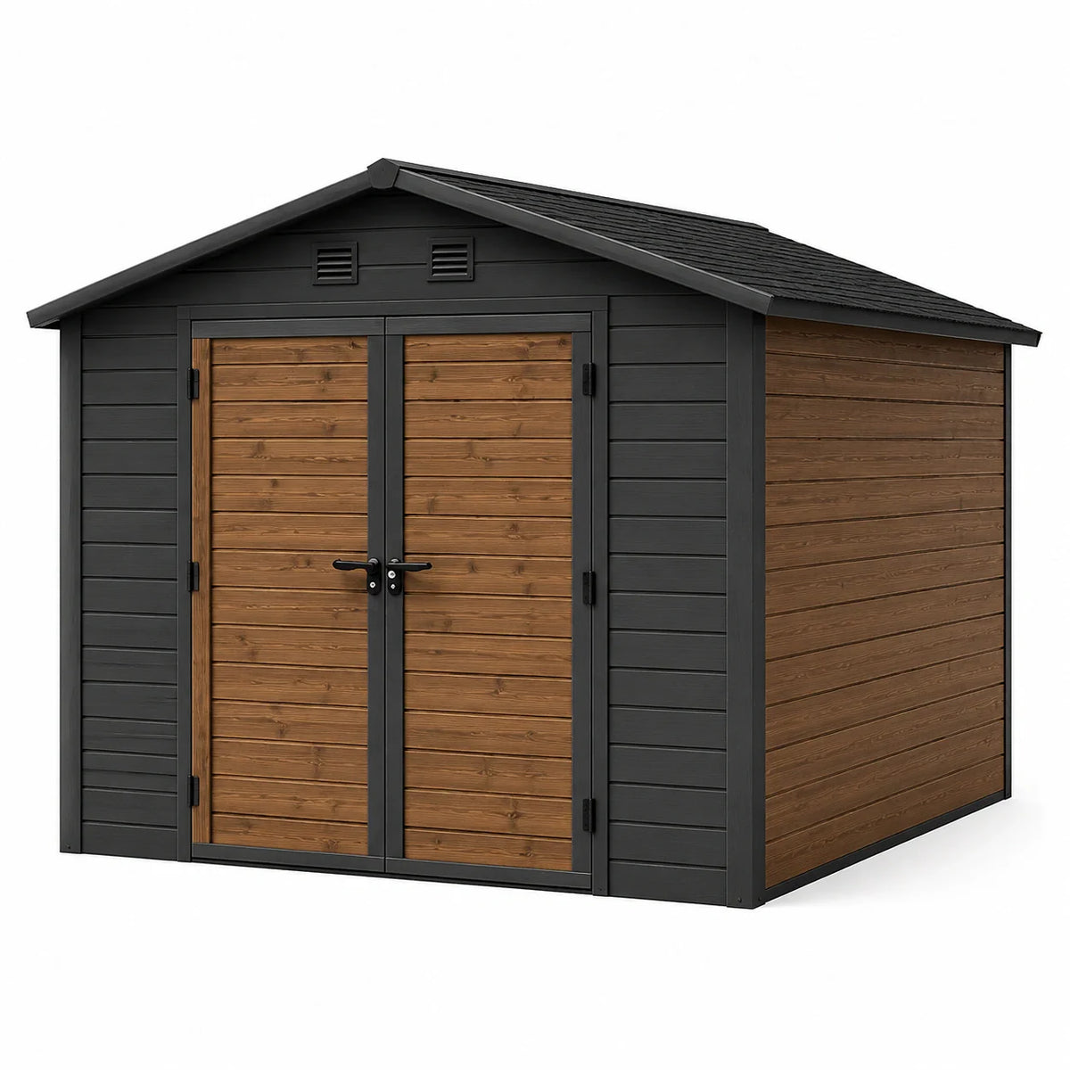 Abri de jardin en bois et acier brun/noir 200x200x210 cm - 2026