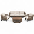 Ensemble de salon extérieur en aluminium et corde avec coussins en polyester beige - 2026