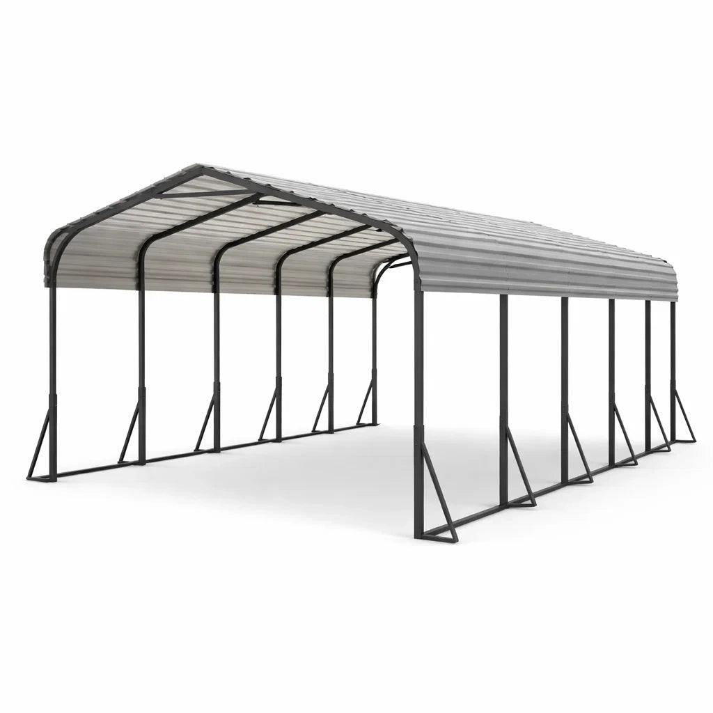 Abri de voiture en acier galvanisé argenté 600x300x200 cm - 2026