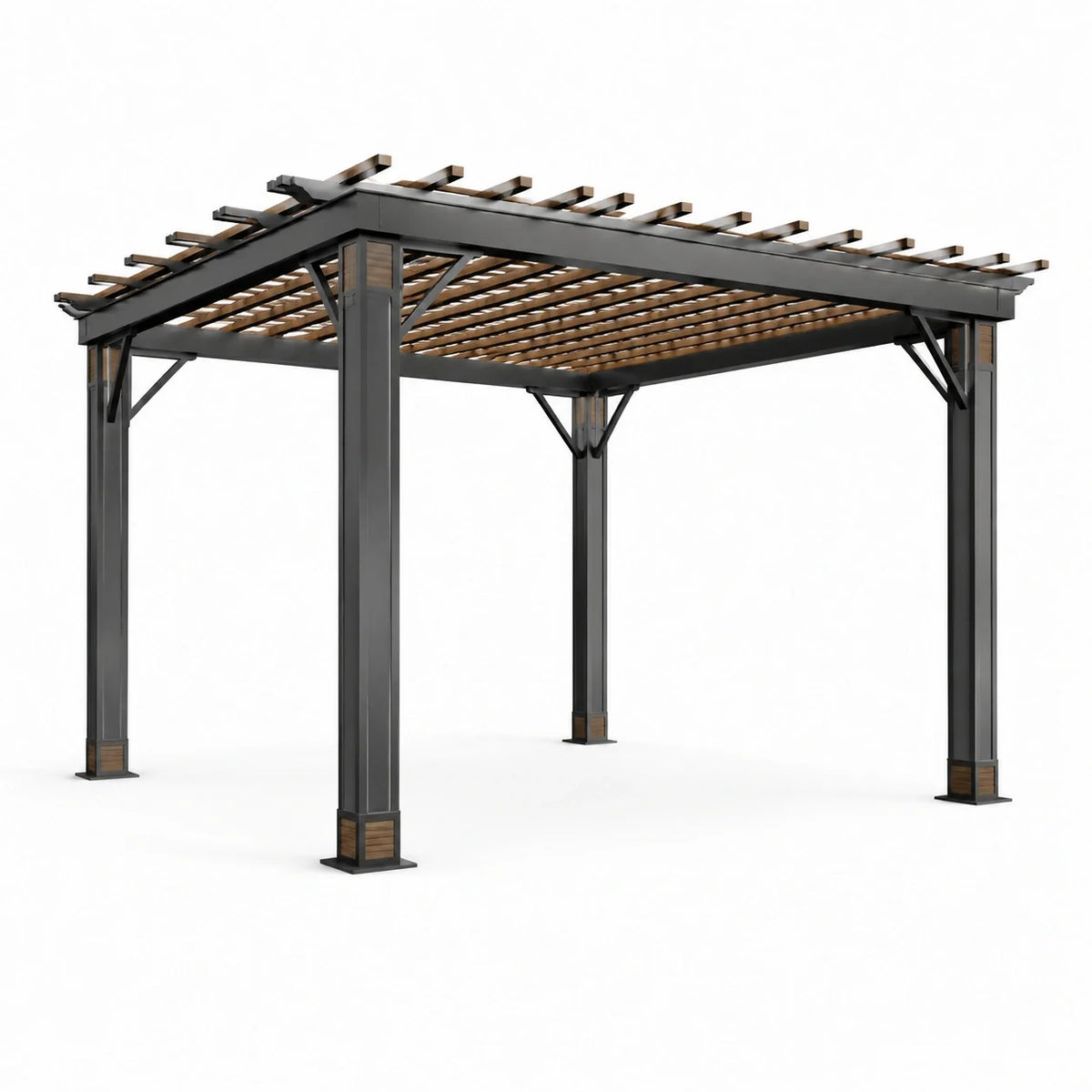 Pergola en métal et bois composite 3 x 3 m en anthracite - 2026