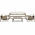 Salon de jardin 4 pièces taupe et écru avec canapé 191 × 77 × 78 cm, 2 fauteuils et table basse - 2026