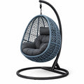 Fauteuil suspendu œuf avec support en acier et résine tressée avec coussin gris - 2026