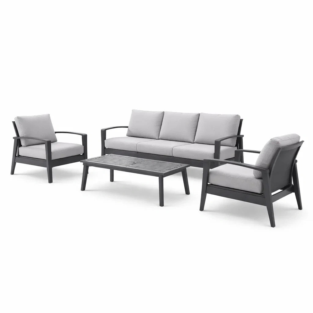 Ensemble de canapés en aluminium avec coussins gris - 2026