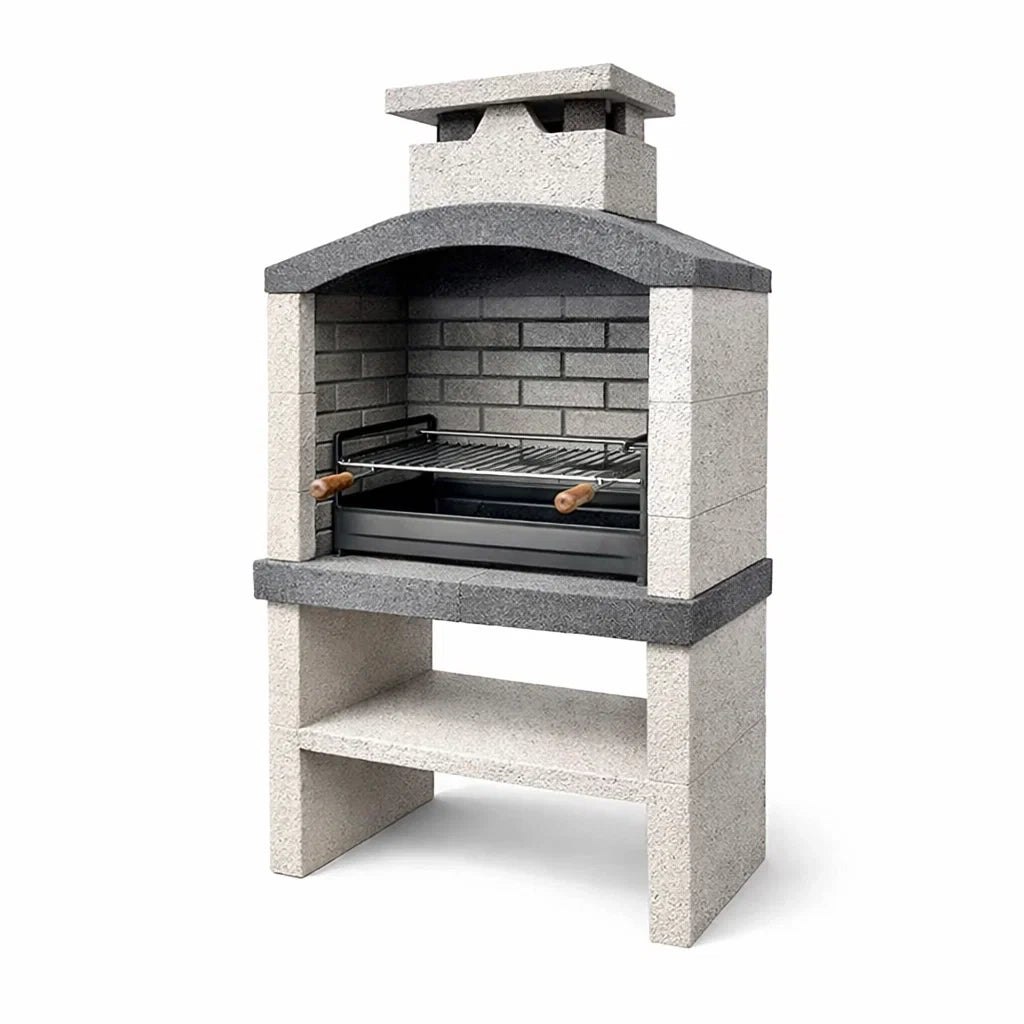 Barbecue extérieur en béton gris avec grille en acier inoxydable - 2026