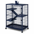 Cage à chat en métal bleu avec étagères et rampes - 2026