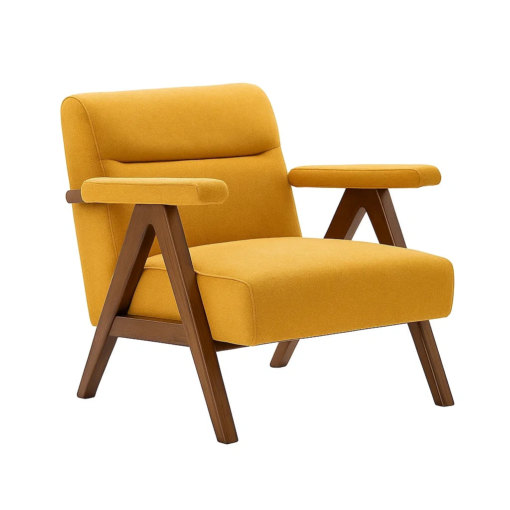 Fauteuil en Bois avec Revêtement en Tissu Jaune 75x70x80 cm - 2026