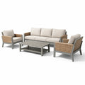 Salon de jardin en aluminium et rotin beige et marron - 2026