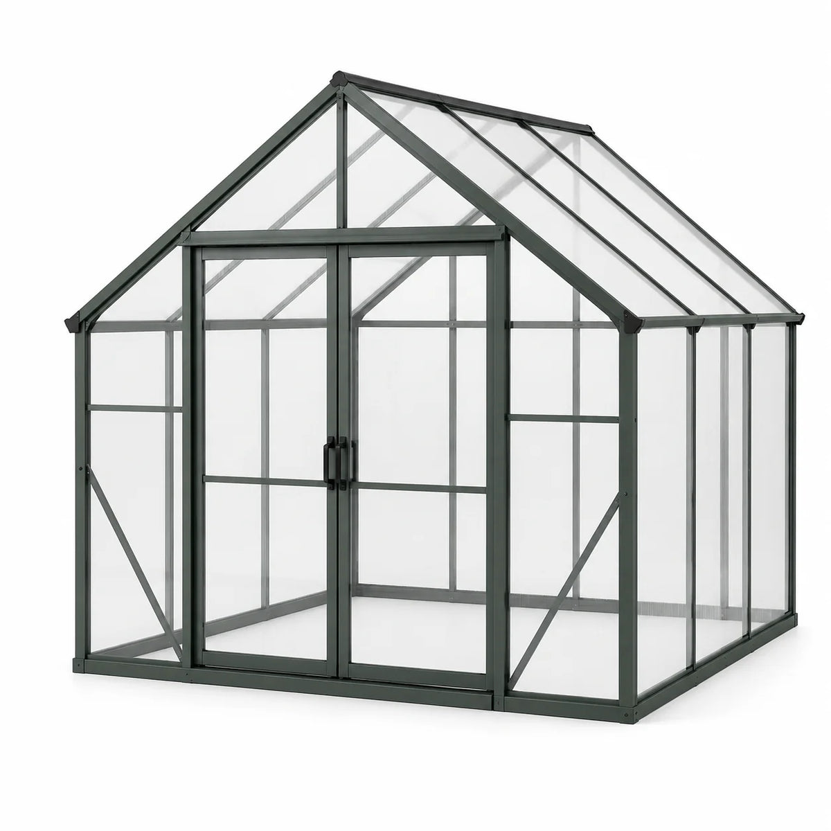 Serre en aluminium et polycarbonate 6 mm vert foncé 250x190x195 cm - 2026