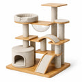 Arbre à chat en bois et tissu avec hamac et tunnel - 2026
