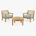 Ensemble fauteuils à accoudoirs en bois de teck et polyester beige et bleu - 2026