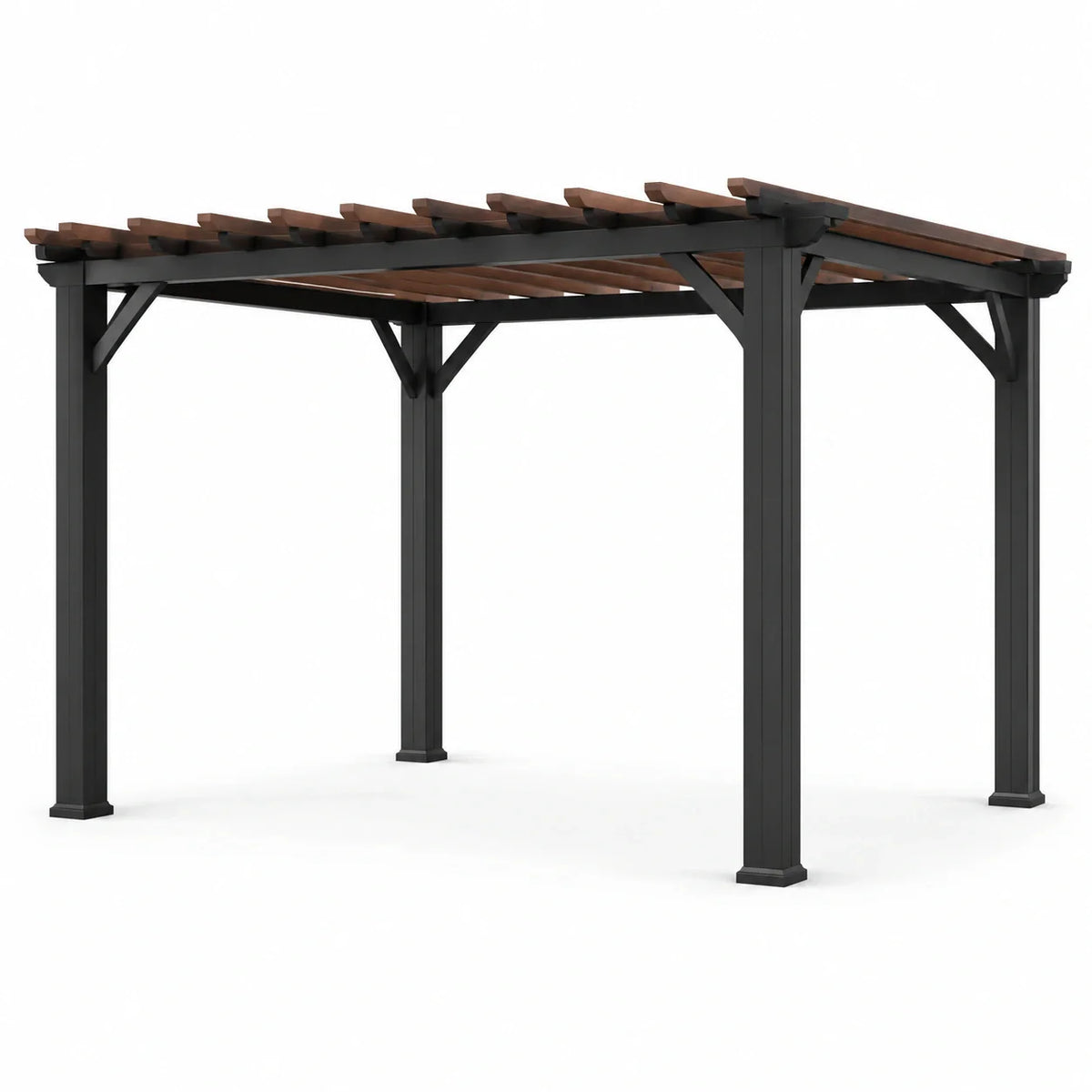 Pergola en aluminium et bois noir/marron 300x400x250 cm - 2026