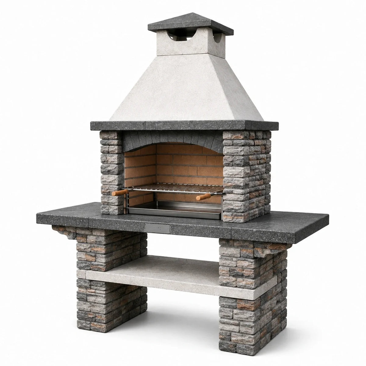 Barbecue en pierre reconstituée avec cheminée et grille en acier inoxydable - 2026