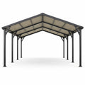 Pavillon de jardin en métal anthracite avec toit rigide translucide beige, 600 × 300 × 280 cm - 2026