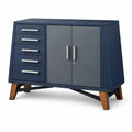 Armoire de rangement bahut en bois et métal 5 tiroirs 2 portes bleu - 2026