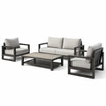 Ensemble de salon en aluminium avec coussins en polyester gris - 2026
