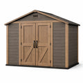 Abri de jardin en résine avec double porte marron 315x185x225 cm - 2026