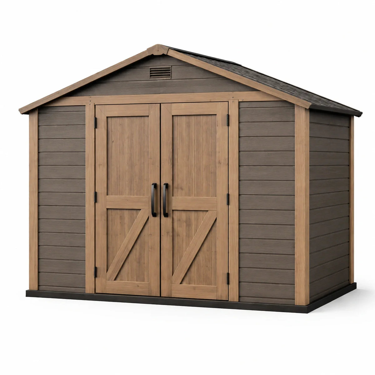 Abri de jardin en résine avec double porte marron 315x185x225 cm - 2026