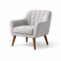 Fauteuil en tissu polyester gris clair avec pieds en bois - 2026
