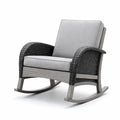 Fauteuil à bascule en résine tressée et bois gris - 2026