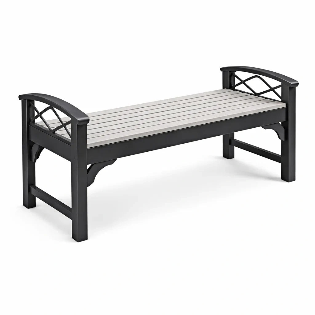 Banc en métal et composite noir et gris - 2026