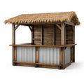Kiosque à bar en bois et métal avec toit en paille - 2026