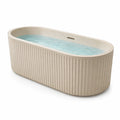 Baignoire îlot ovale cannelée en composite minéral beige, 170 × 75 × 58 cm - 2026