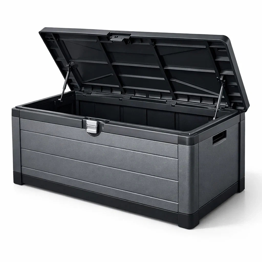 Coffre de rangement de jardin en polypropylène gris avec verrouillage 120x60x50 cm - 2026