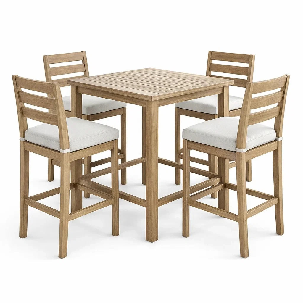 Ensemble de bar en bois avec table haute et 4 chaises - 2026