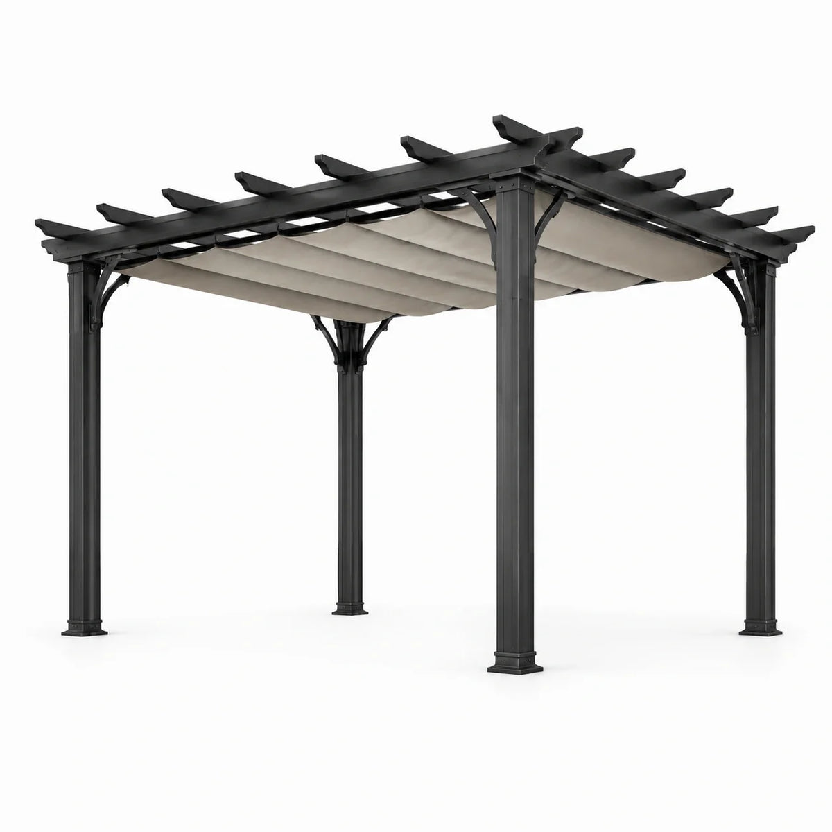 Pergola en aluminium noir avec toit rétractable en polyester 3x4m - 2026