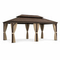 Pavillon en acier et aluminium avec toit double marron et beige - 2026