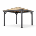 Pavillon en Métal Noir avec Toit en Bois - 2026