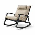 Fauteuil à bascule de terrasse en métal avec revêtement en tissu beige - 2026