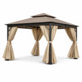 Pavillon de jardin en aluminium avec toit en polyester beige - 2026