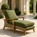 Chaises longues d'extérieur chaise longue extérieure en résine tressée avec coussin vert rembourré en mousse - 2026
