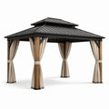 Pavillon extérieur en bois et acier avec rideaux en polyester 3,6 m x 3,6 m - 2026
