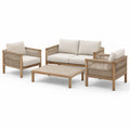 Ensemble de jardin en bois et corde avec coussins beige - 2026