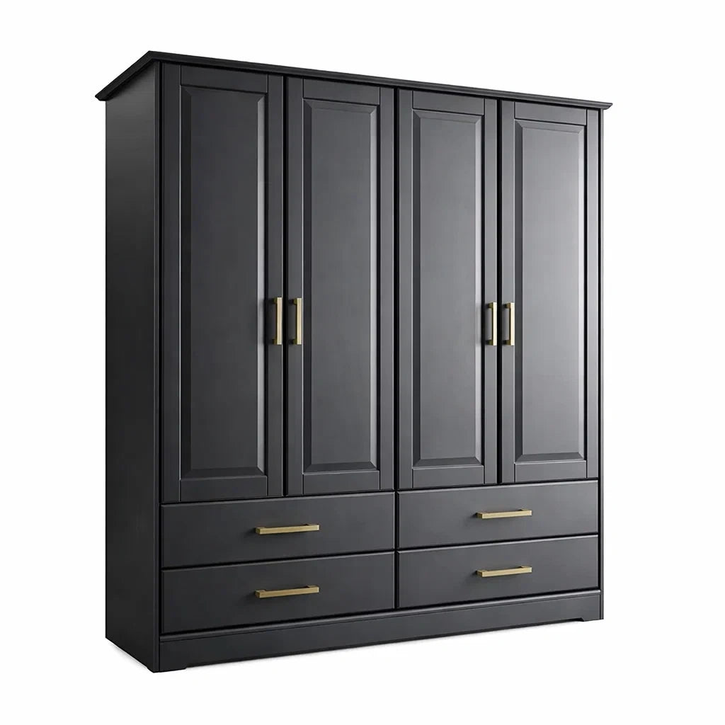 Armoire en Bois avec Poignées en Métal Noir - 2026