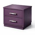 Table de chevet en bois composite violet avec 2 tiroirs - 2026