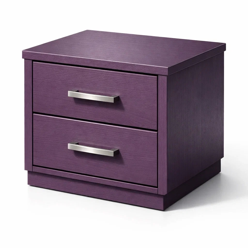 Table de chevet en bois composite violet avec 2 tiroirs - 2026