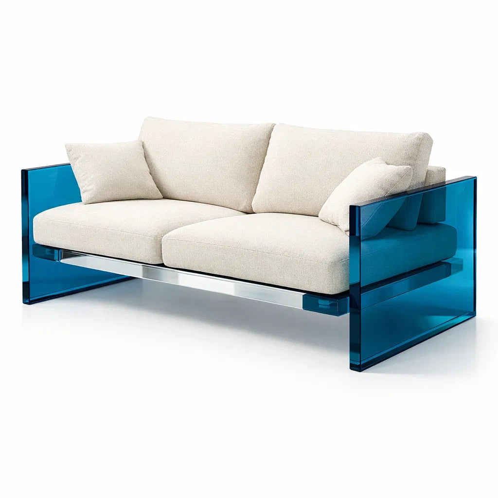 Canapé deux places en acrylique et tissu crème - 2026