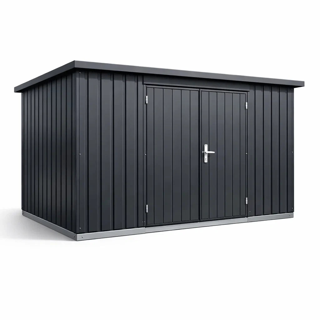 Abri de jardin en acier galvanisé gris anthracite avec double porte 3x2x2 m - 2026