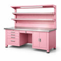 Établi en métal rose avec plateau en acier inoxydable - 2026