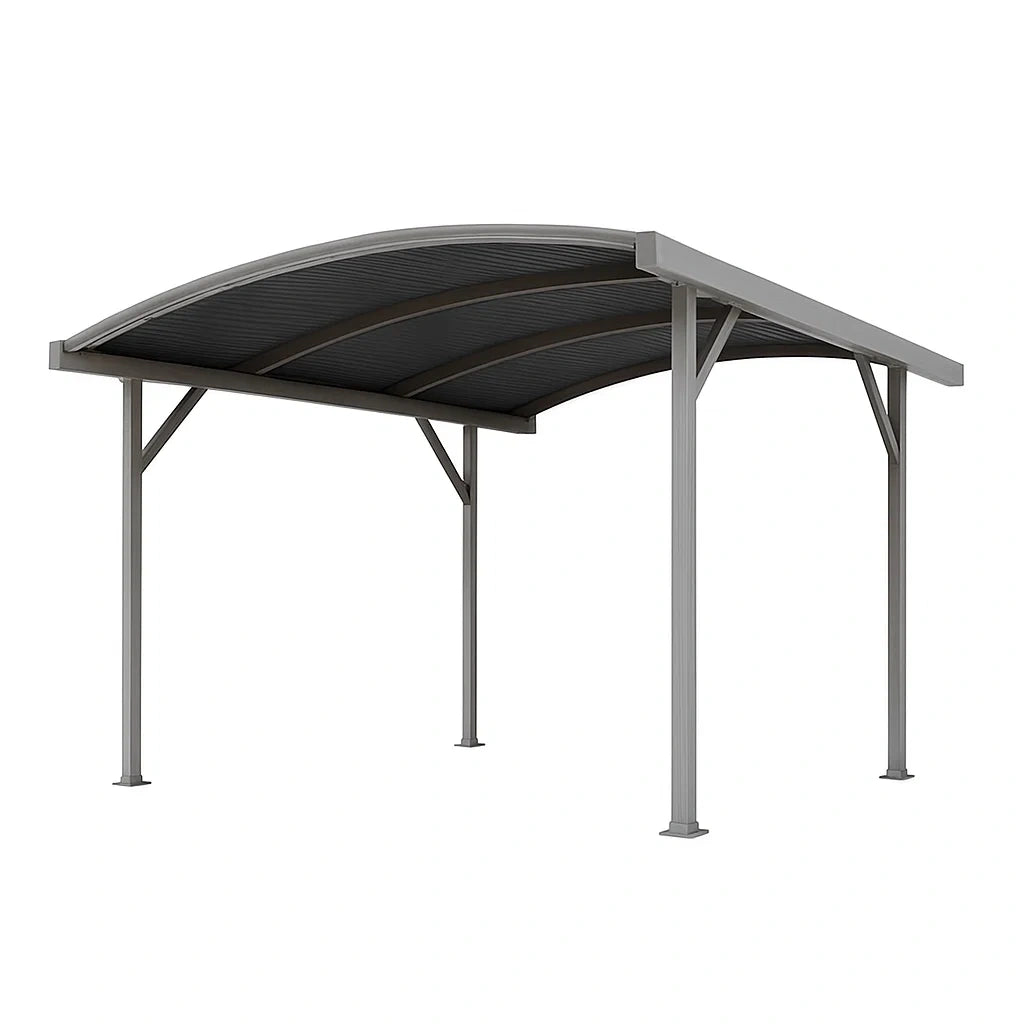 Abri voiture aluminium gris polycarbonate - 2026